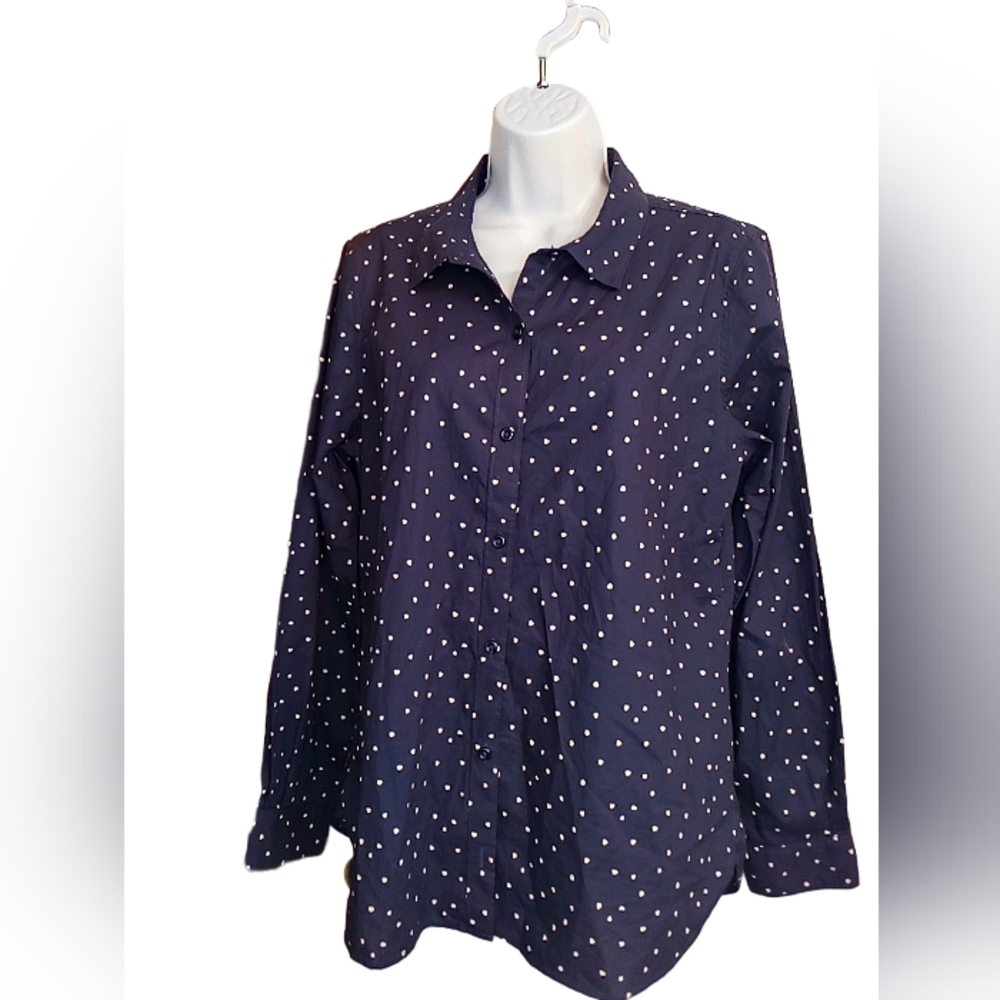 Garnet Hill polka dot button up blouse top. Sz. 10